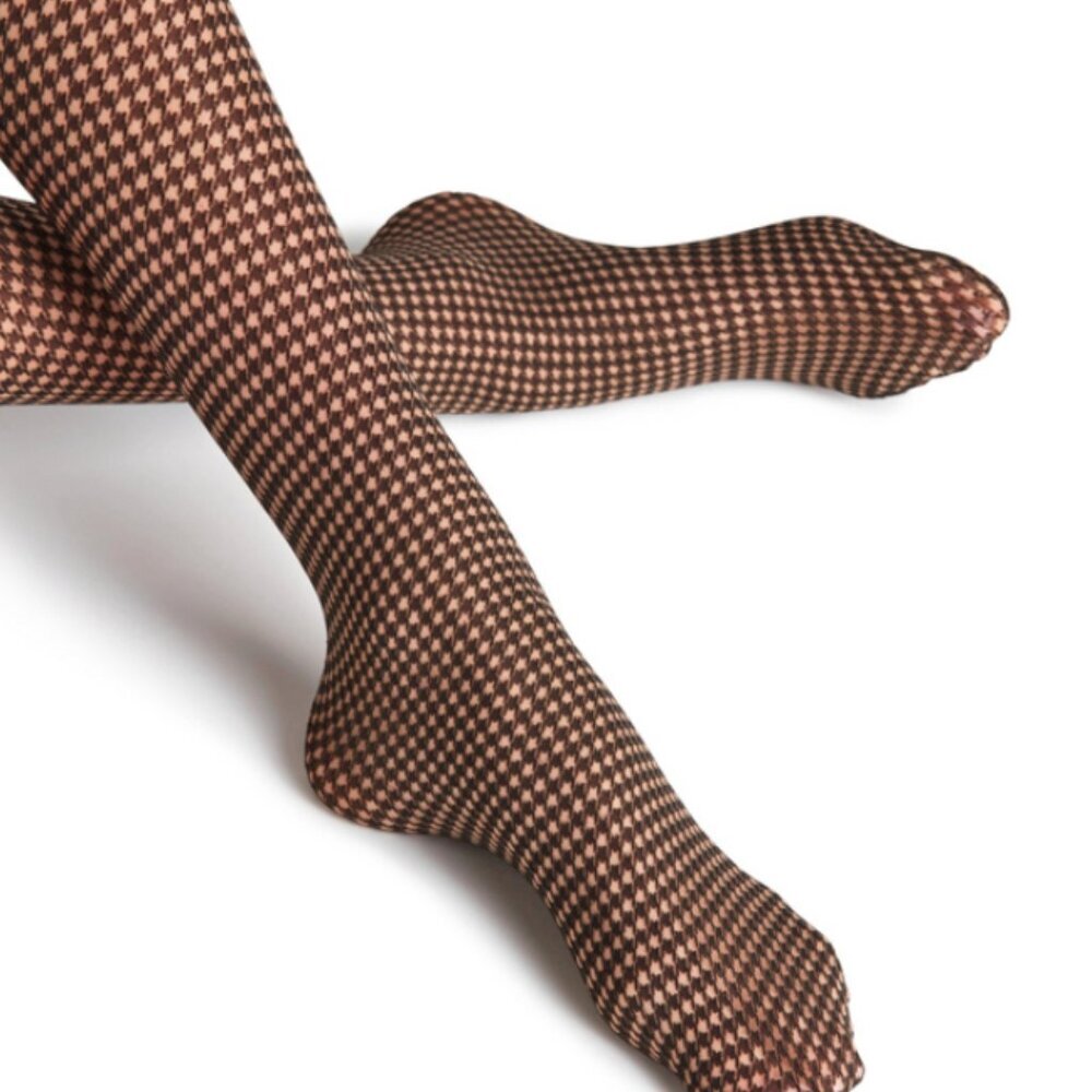 2 Pairs of Falke Houndstooth 15 DEN Women Medium 10-12Tights - Picture 5 of 7